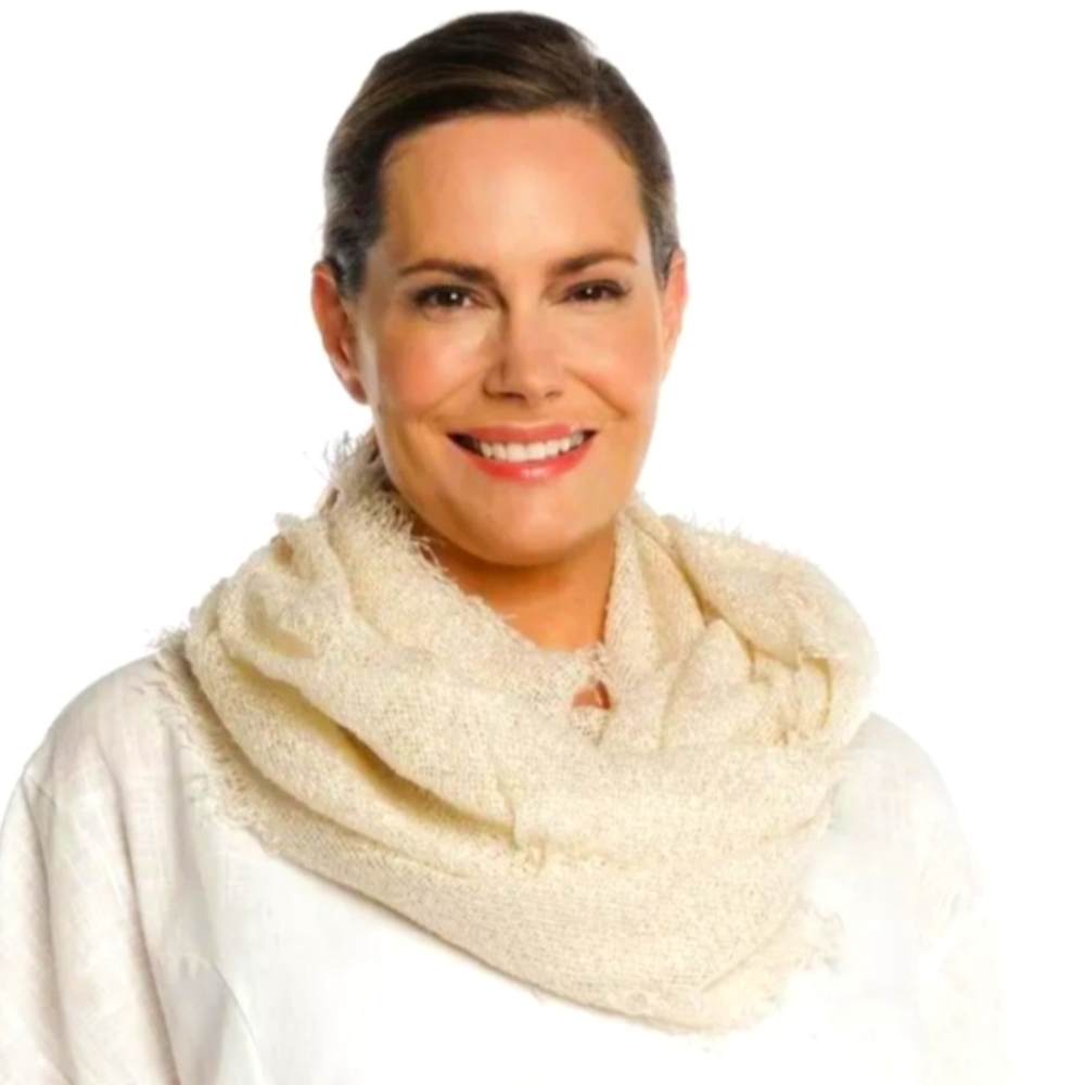 Brazen Solid Knit Bouncle InfinityScarf Cream